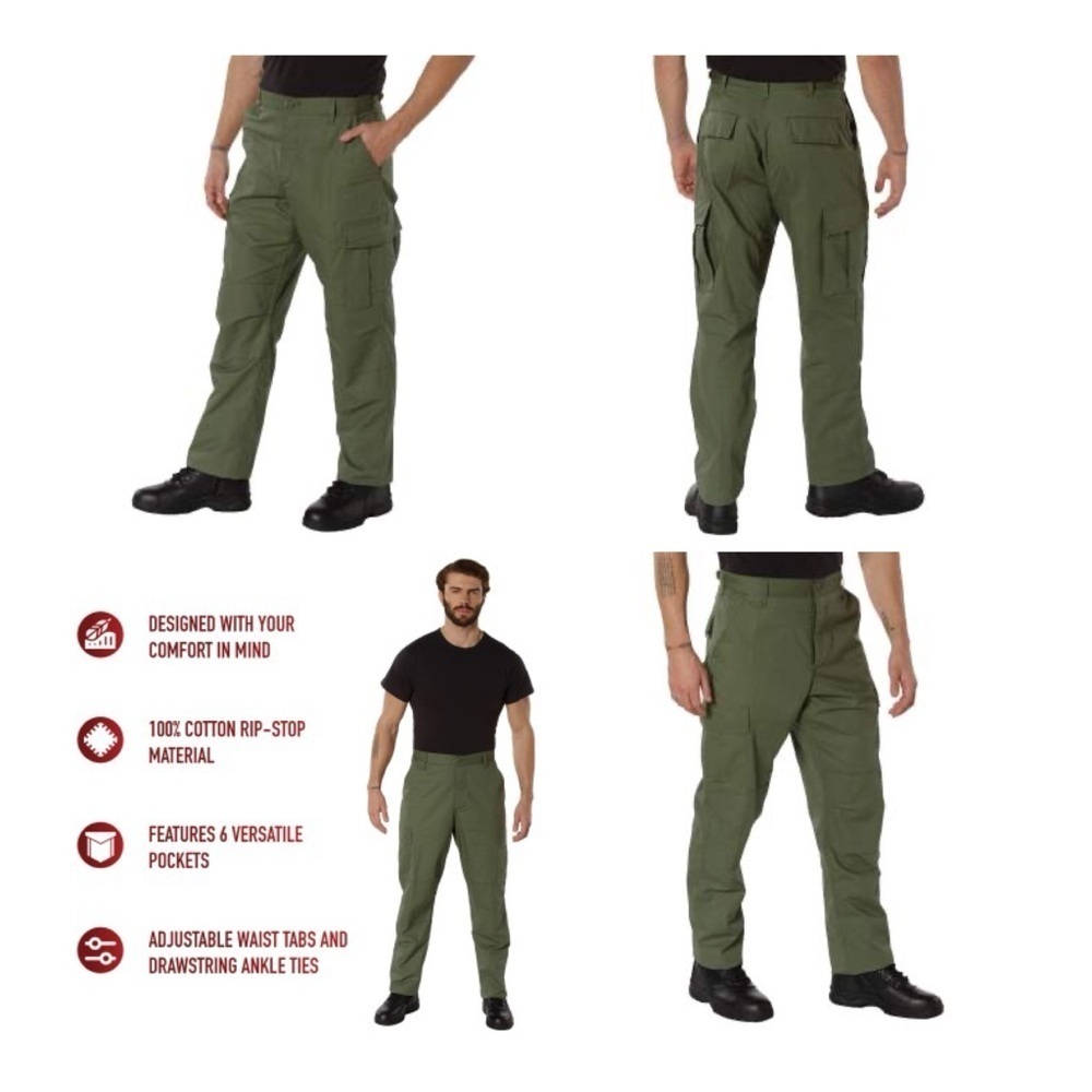 Rothco B.D.U. 100% Cotton Rip-Stop Cargo Pants - Olive Drab